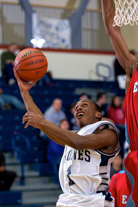 Junior Kelechi Madubuko draws a foul against East