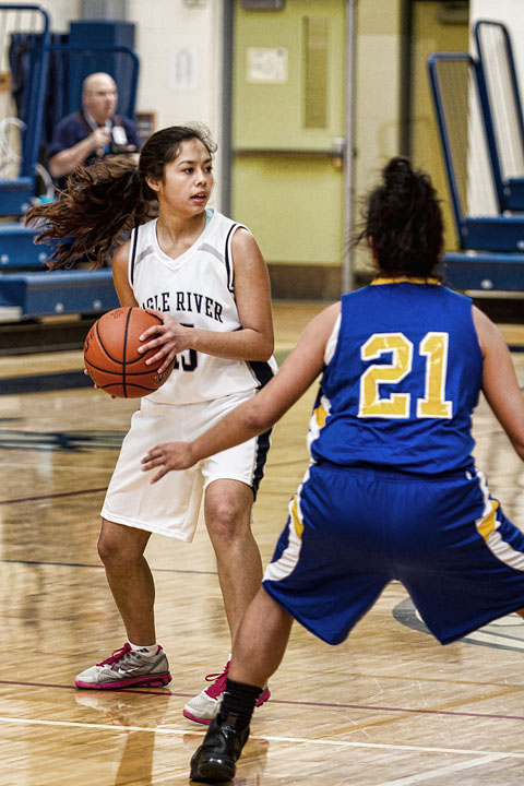 Stat taker Paulette Mordini dons a uniform for Senior Night