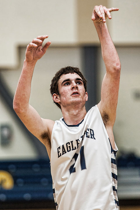 Senior Patrick Prior shoots one of his last free throws in the Wolves Den