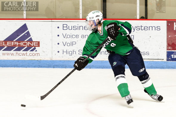 February 22, 2013: Arvada, Colorado - Standley Lake Gators forward Mitch McEwan controls the puck in the game against Valor Christian at the Apex Center in Arvada