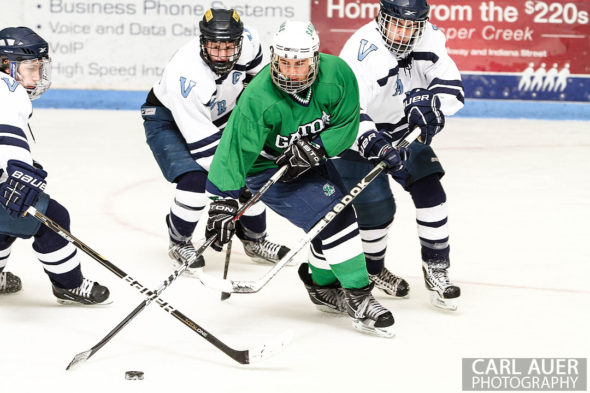 February 22, 2013: Arvada, Colorado - Even with a 3 on one advantage at times, the Standley Lake Gators were able to pull out the 2-1 victory over Valor Christian in their playoff game at the Apex Center in Arvada