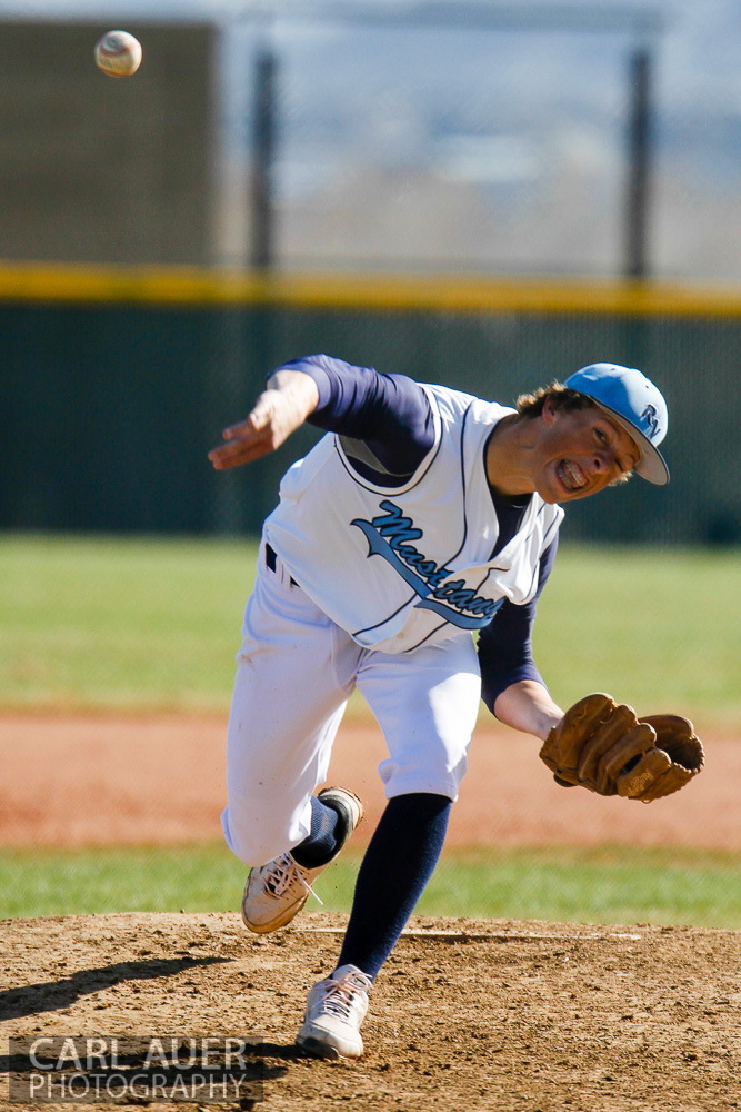 April 24th, 2013: The Ralston Valley Mustangs pitcher delivers the ball in the game against Arvada West at Ralston Valley High School in Arvada, Colorado