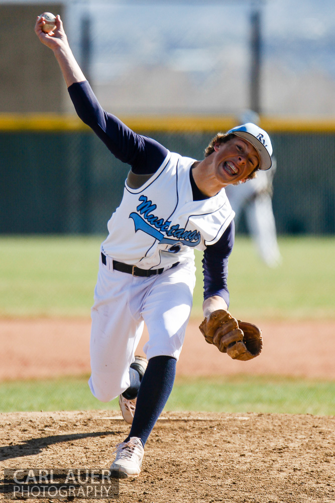 April 24th, 2013: The Ralston Valley Mustangs pitcher delivers the ball in the game against Arvada West at Ralston Valley High School in Arvada, Colorado