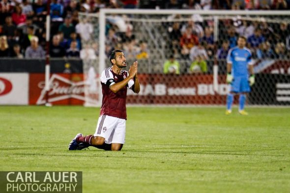 May 25th, 2013 - Colorado Rapids midfielder Nick LaBrocca (2) pleads with the referee for a foul call against Chivas USA in the second half of the MLS match between Chivas USA and the Colorado Rapids at Dick's Sporting Goods Park in Commerce City, CO