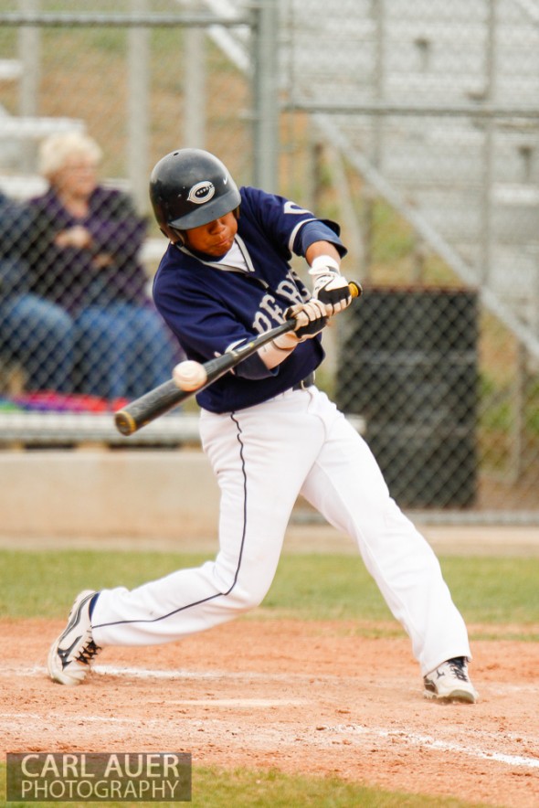 April 30th, 2013: Columbine Rebel junior Donny Ortiz (3) puts the bat on the ball in the game against the Ralston Valley Mustangs at Ralston Valley High School