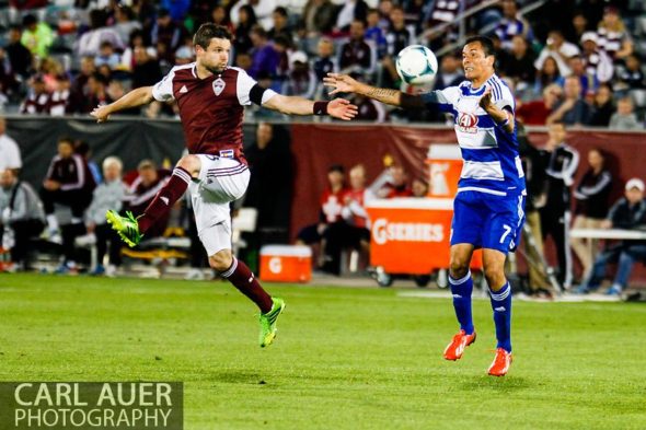 June 1st, 2013 - FC Dallas forward Blas Pérez (7) collects a pass that got by Colorado Rapids defender Drew Moor (3) in the second half of the MLS match between FC Dallas and the Colorado Rapids at Dick's Sporting Goods Park in Commerce City, CO