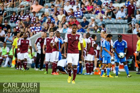 June 15th, 2013 - After receiving a red card, Colorado Rapids midfielder Atiba Harris (16) slowly walks off the field towards the locker rooms in the first half of the MLS match between San Jose Earthquake and the Colorado Rapids at Dick's Sporting Goods Park in Commerce City, CO