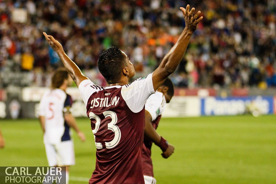 August 3rd, 2013 - Colorado Rapids midfielder Jaime Castrillon (23) celebrates his first goal of the season that tied the game 2-2 in the second half of the Major League Soccer match between Real Salt Lake and the Colorado Rapids at Dick's Sporting Goods Park in Commerce City, CO