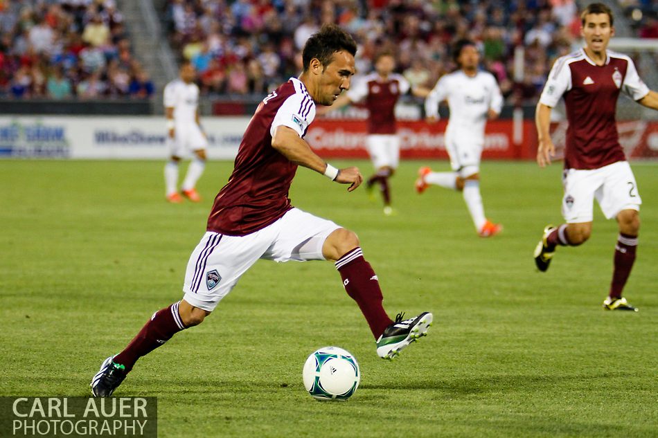 August 17th, 2013 - Colorado Rapids forward Vicente Sánchez (7) makes a move towards the goal in the first half of action in the Major League Soccer match between the Vancouver Whitecaps FC and the Colorado Rapids at Dick's Sporting Goods Park in Commerce City, CO